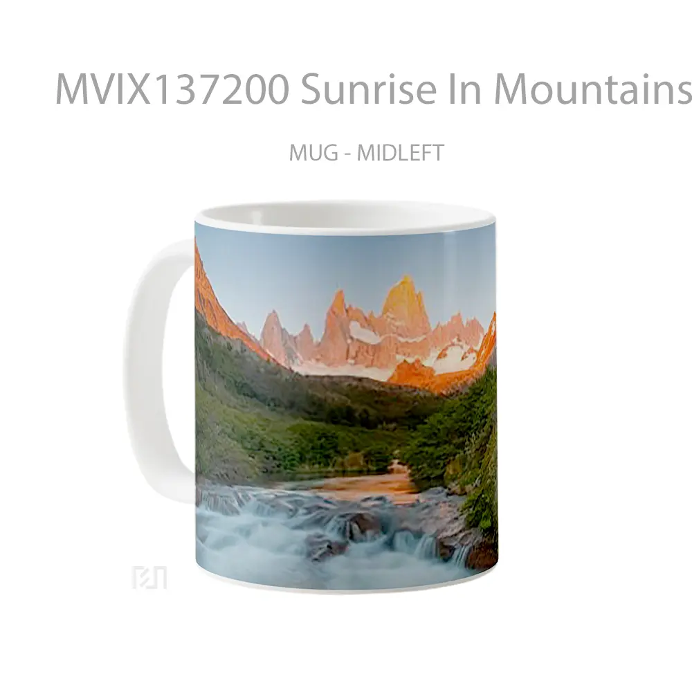 Mug Sunrise In Mountains Gelas Pemandangan Alam - All-side / Desain