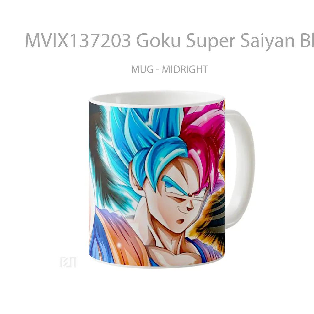 Mug Goku Super Saiyan Blue And Black Goku Ssr Dragon Ball Super V2 Cangkir Anime - All-side / Desain