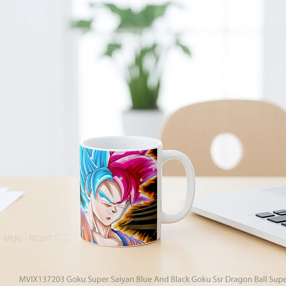 Mug Goku Super Saiyan Blue And Black Goku Ssr Dragon Ball Super V2 Cangkir Anime - All-side / Desain