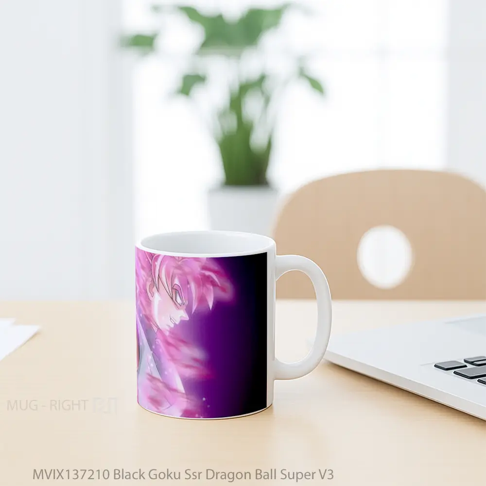 Mug Black Goku Ssr Dragon Ball Super V3 Cangkir Anime - All-side / Desain