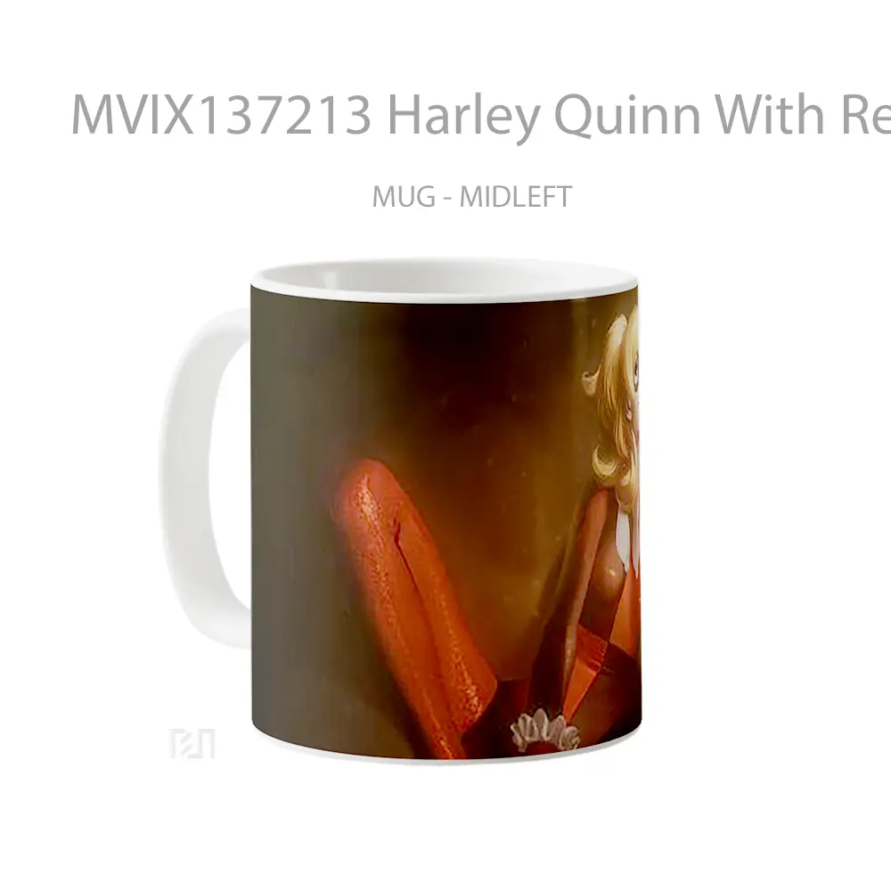 Mug Harley Quinn With Red And Black Costume Gelas Keramik Unik - All-side / Desain