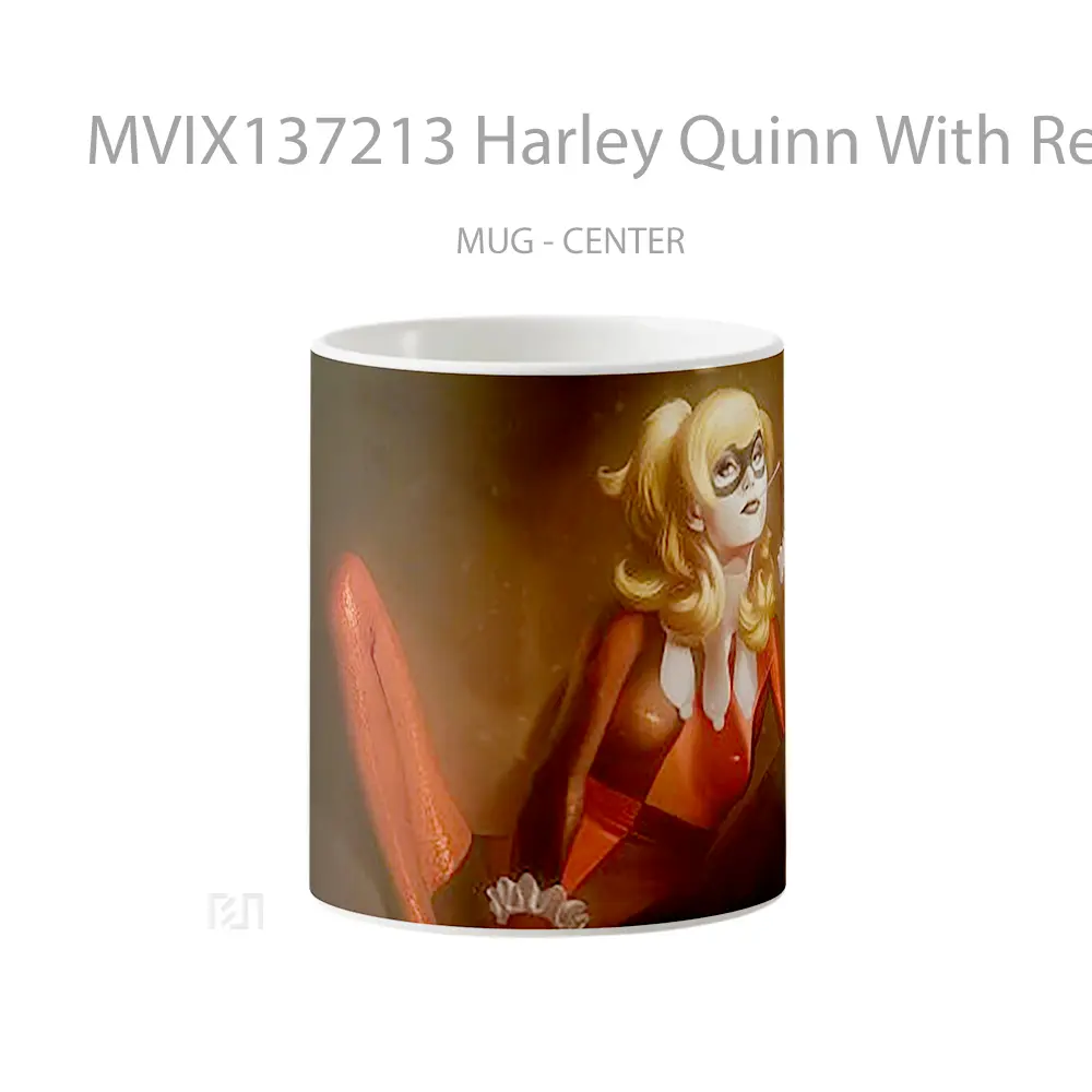 Mug Harley Quinn With Red And Black Costume Gelas Keramik Unik
