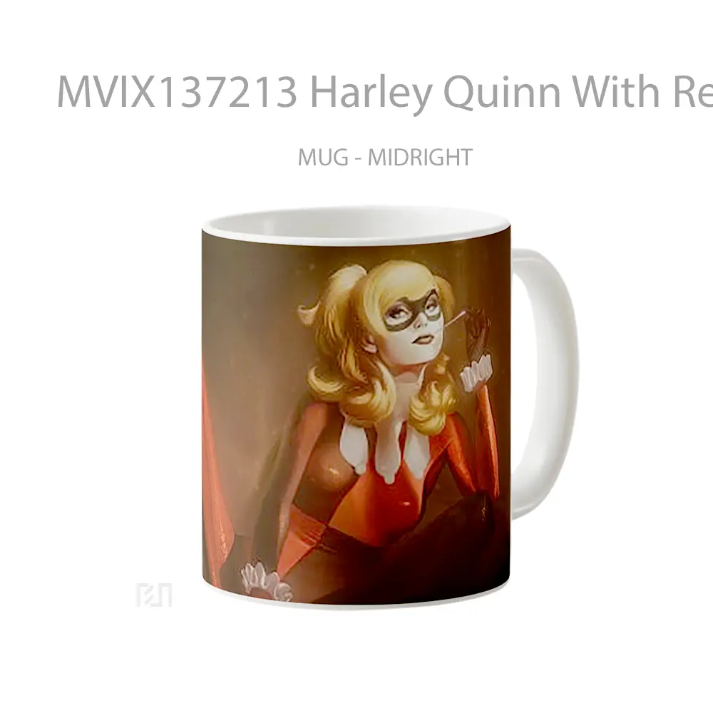 Mug Harley Quinn With Red And Black Costume Gelas Keramik Unik - All-side / Desain