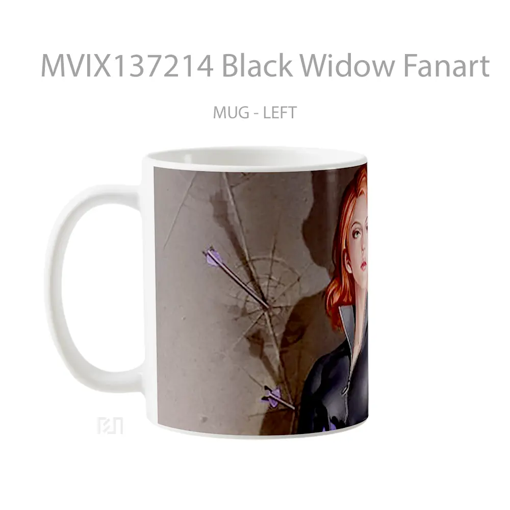 Mug Black Widow Fanart Gelas Superhero - All-side / Desain