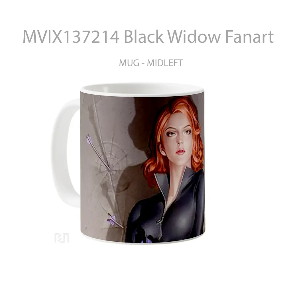 Mug Black Widow Fanart Gelas Superhero - All-side / Desain
