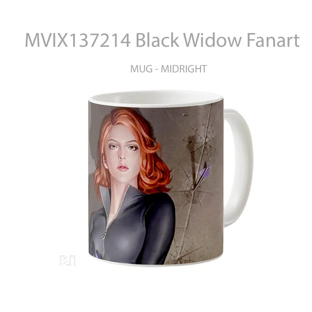 Mug Black Widow Fanart Gelas Superhero - All-side / Desain