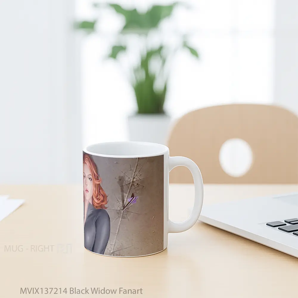 Mug Black Widow Fanart Gelas Superhero - All-side / Desain