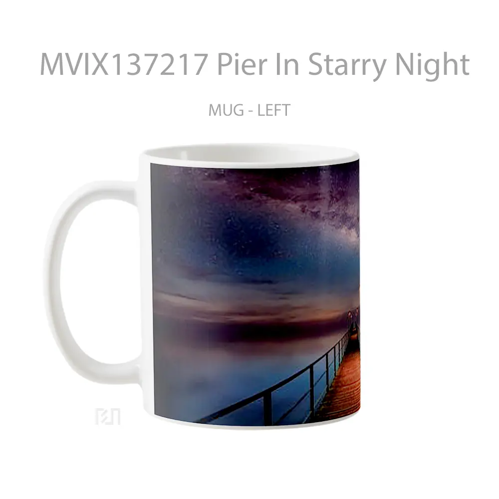 Mug Pier In Starry Night Gelas Keramik Unik - All-side / Desain