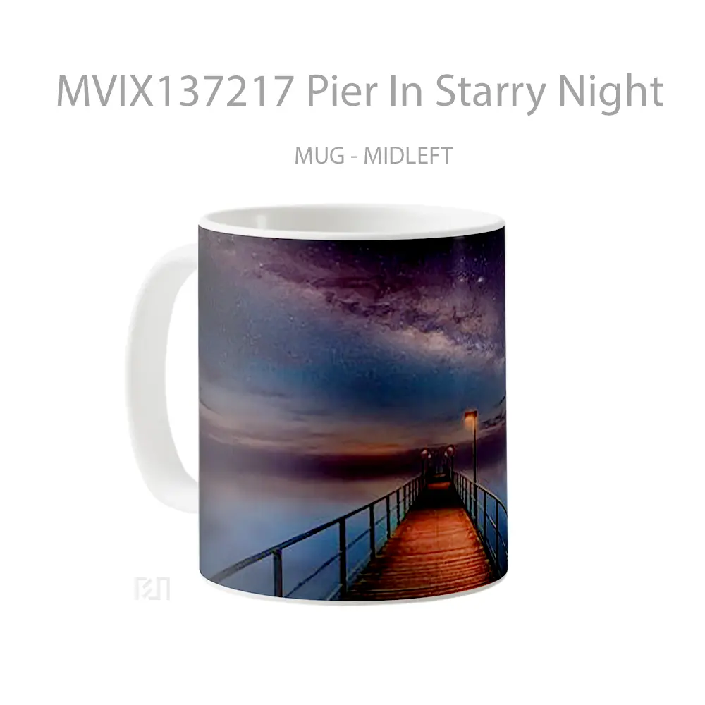 Mug Pier In Starry Night Gelas Keramik Unik - All-side / Desain