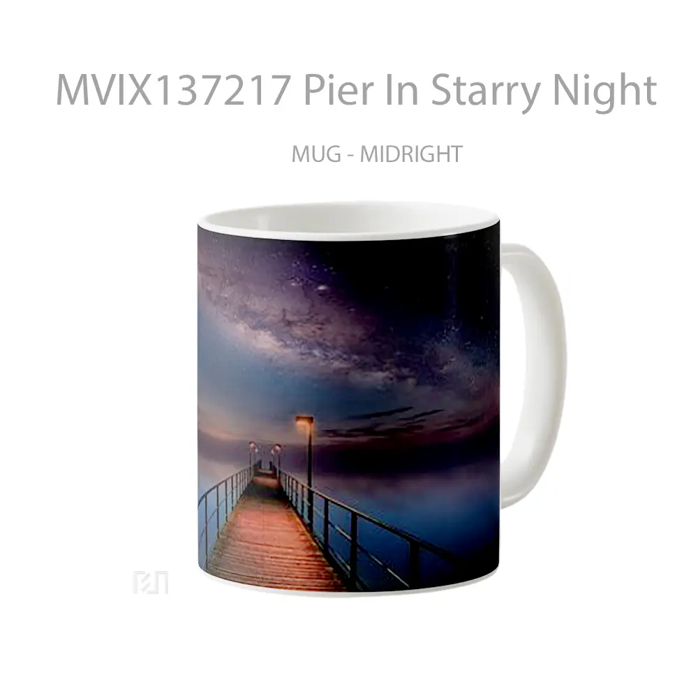 Mug Pier In Starry Night Gelas Keramik Unik - All-side / Desain
