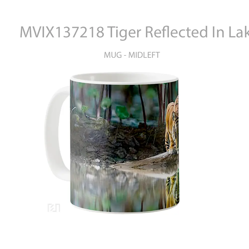 Mug Tiger Reflected In Lake Gelas Hewan Lucu - All-side / Desain
