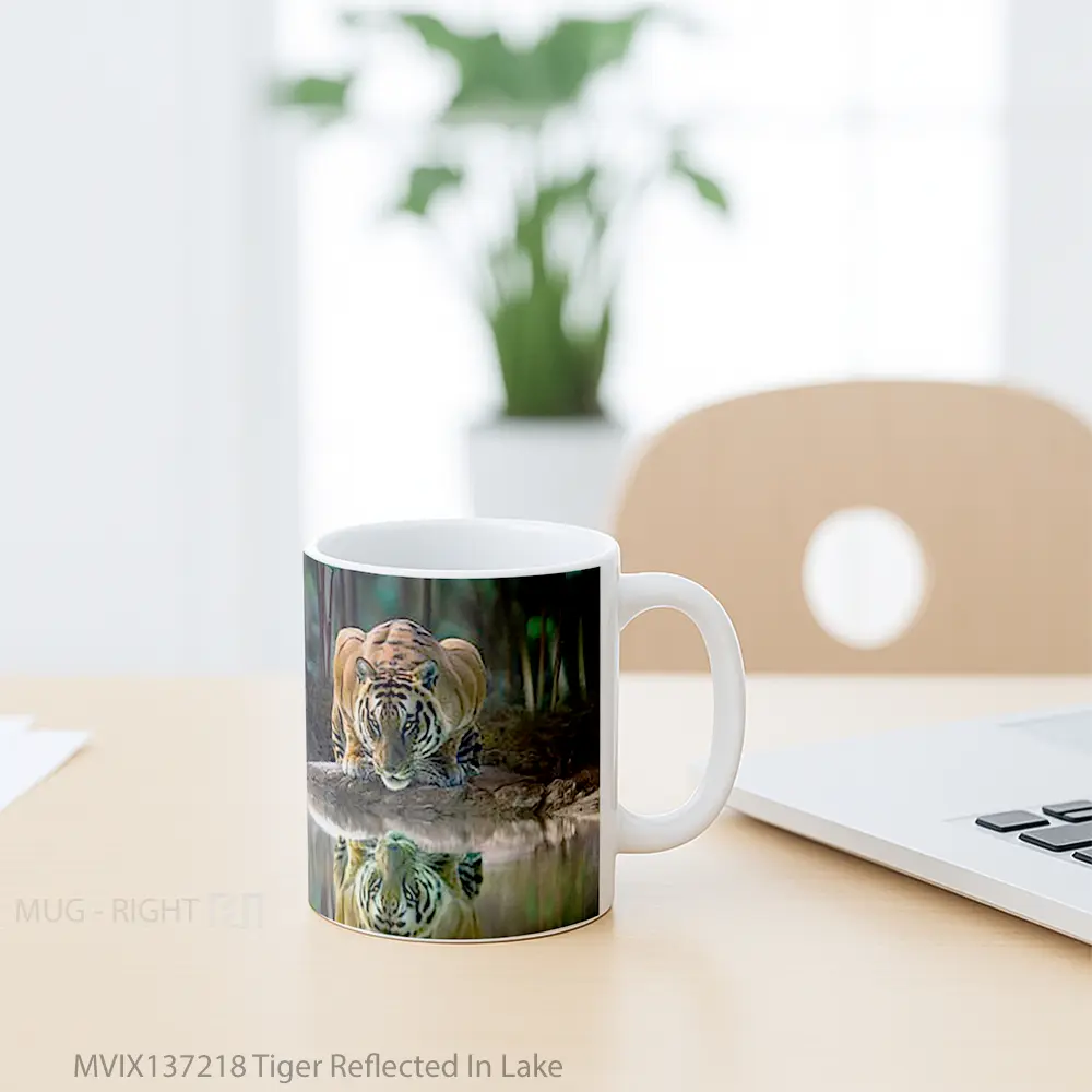 Mug Tiger Reflected In Lake Gelas Hewan Lucu - All-side / Desain