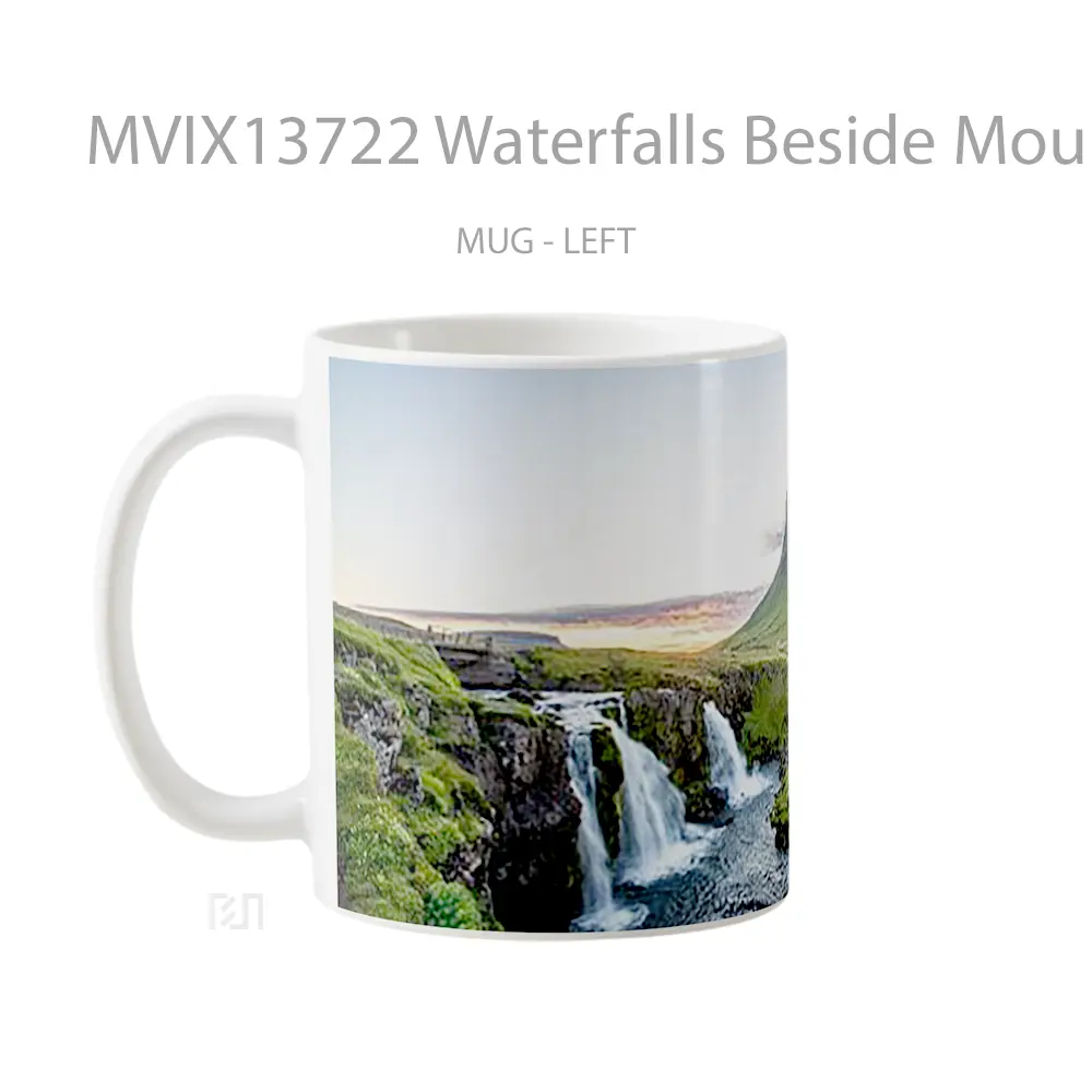 Mug Waterfalls Beside Mountains Gelas Pemandangan Alam - All-side / Desain