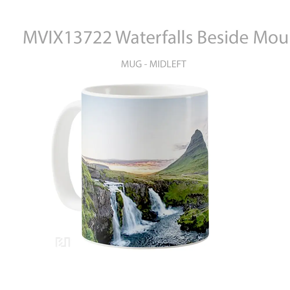 Mug Waterfalls Beside Mountains Gelas Pemandangan Alam - All-side / Desain