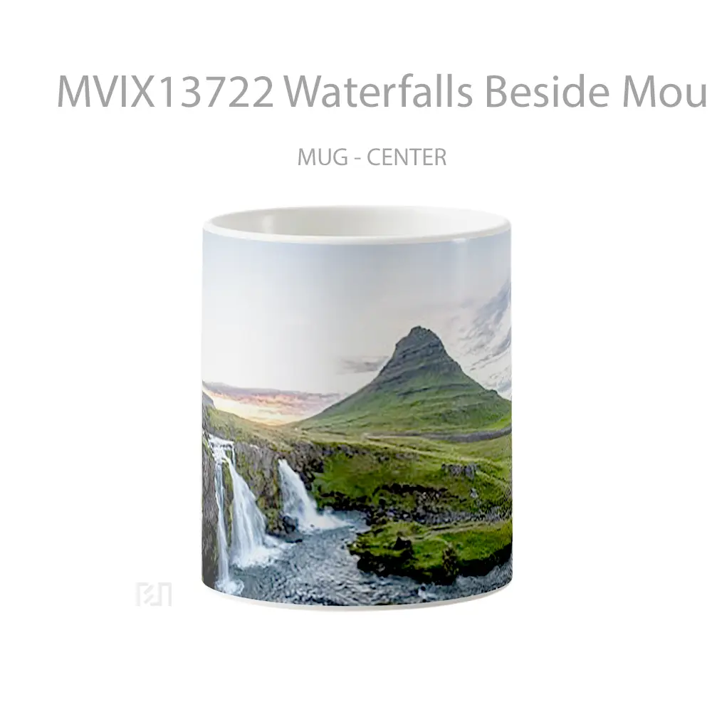 Mug Waterfalls Beside Mountains Gelas Pemandangan Alam