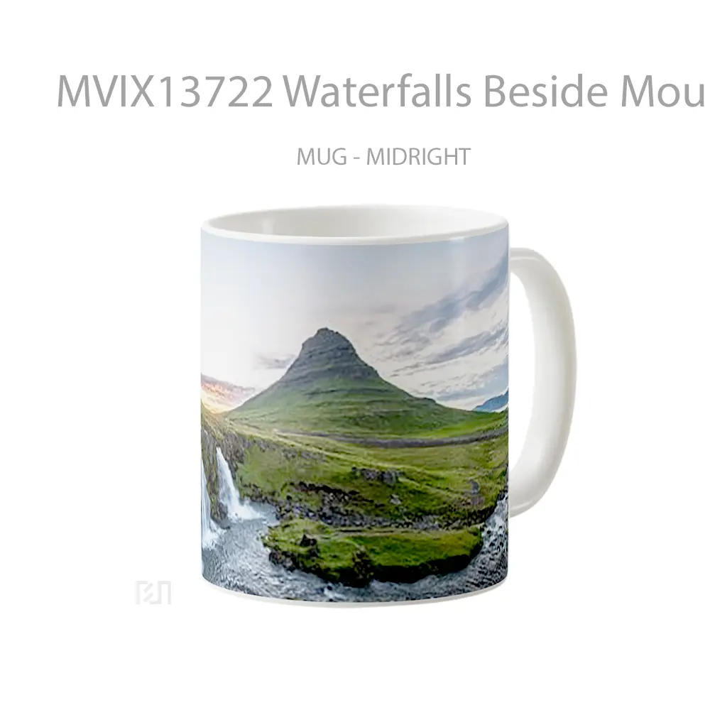 Mug Waterfalls Beside Mountains Gelas Pemandangan Alam - All-side / Desain