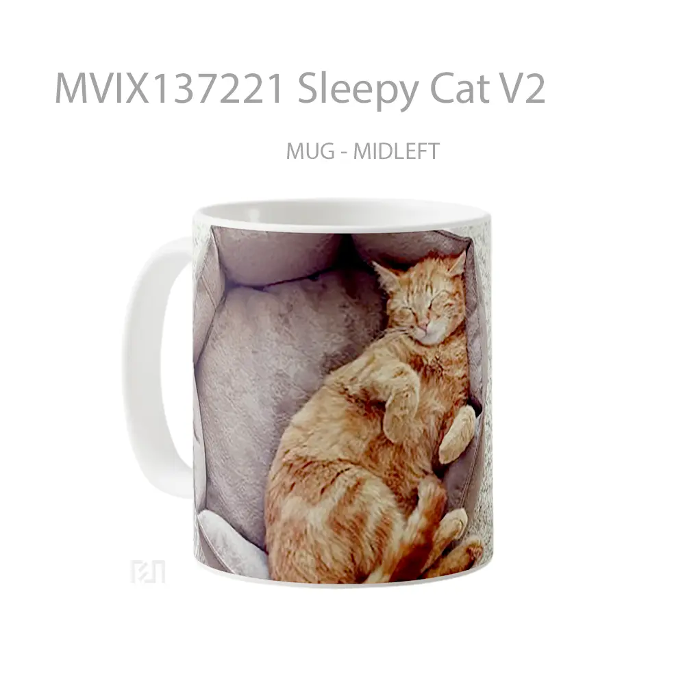 Mug Sleepy Cat V2 Gelas Hewan Lucu - All-side / Desain