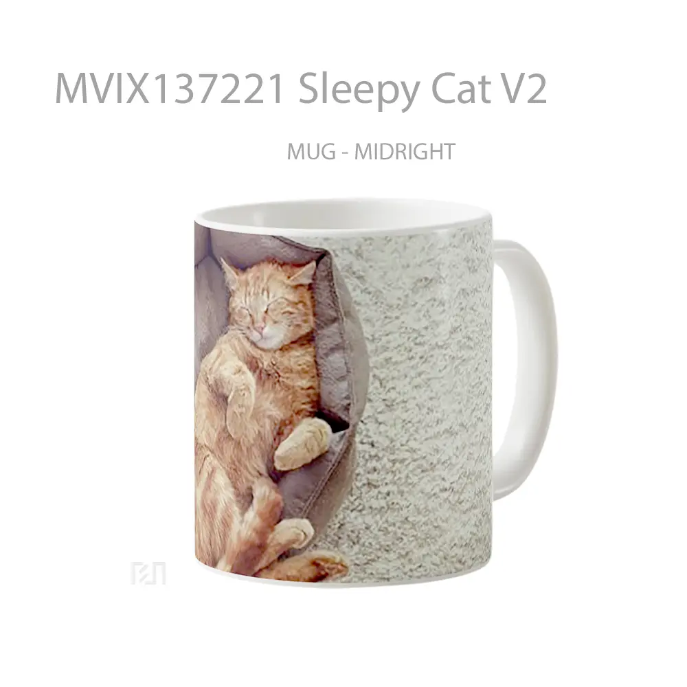 Mug Sleepy Cat V2 Gelas Hewan Lucu - All-side / Desain