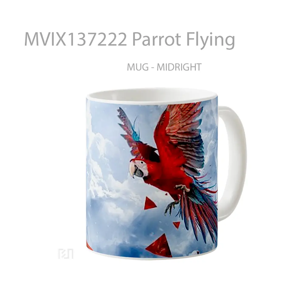 Mug Parrot Flying Gelas Keramik Unik - All-side / Desain