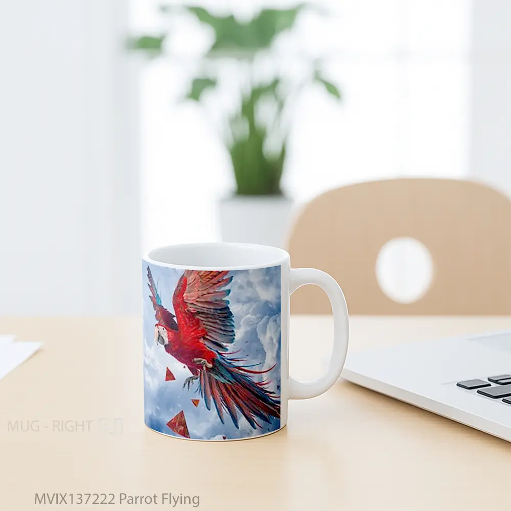 Mug Parrot Flying Gelas Keramik Unik - All-side / Desain
