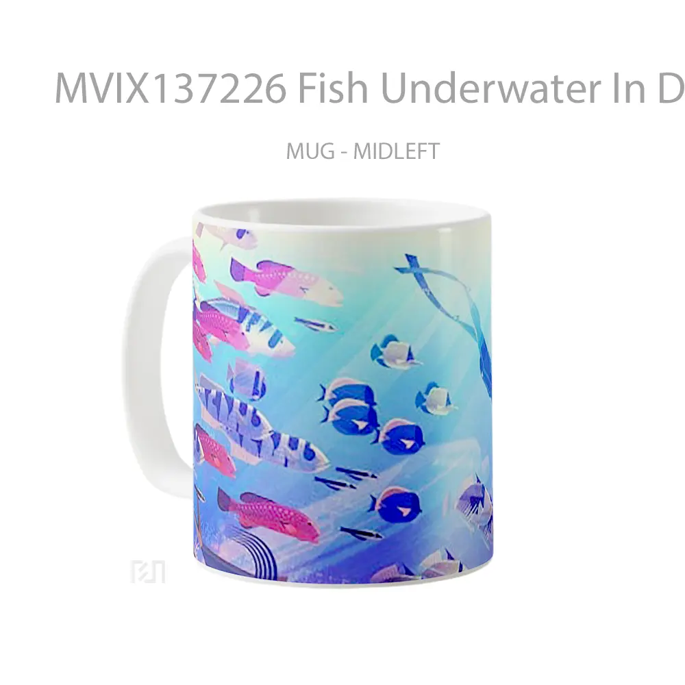 Mug Fish Underwater In Digital Art Gelas Hewan Lucu - All-side / Desain