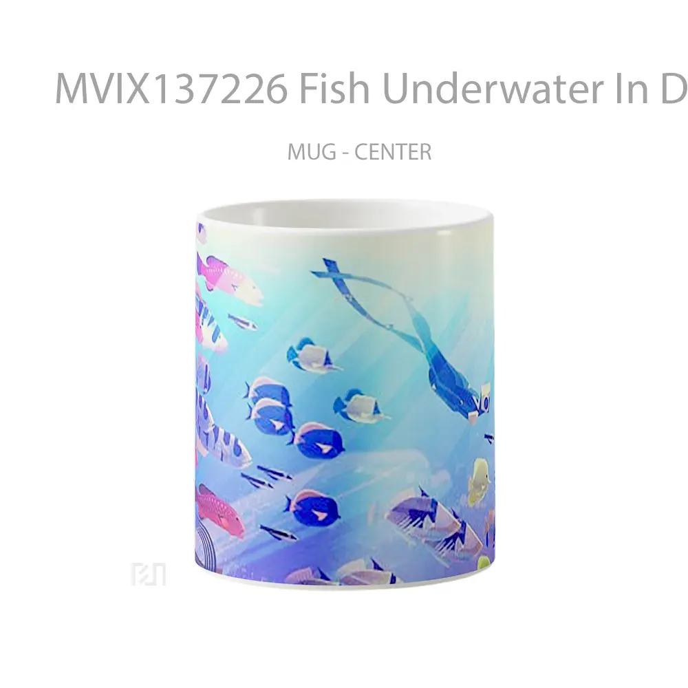 Mug Fish Underwater In Digital Art Gelas Hewan Lucu