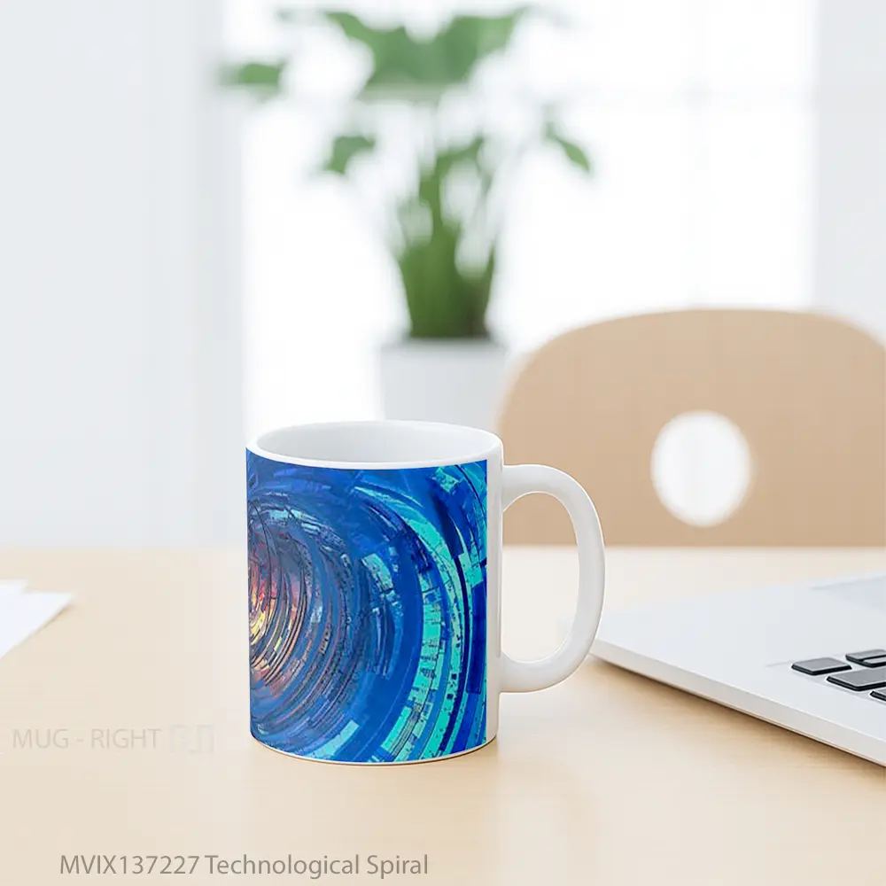 Mug Technological Spiral Gelas Keramik Unik - All-side / Desain