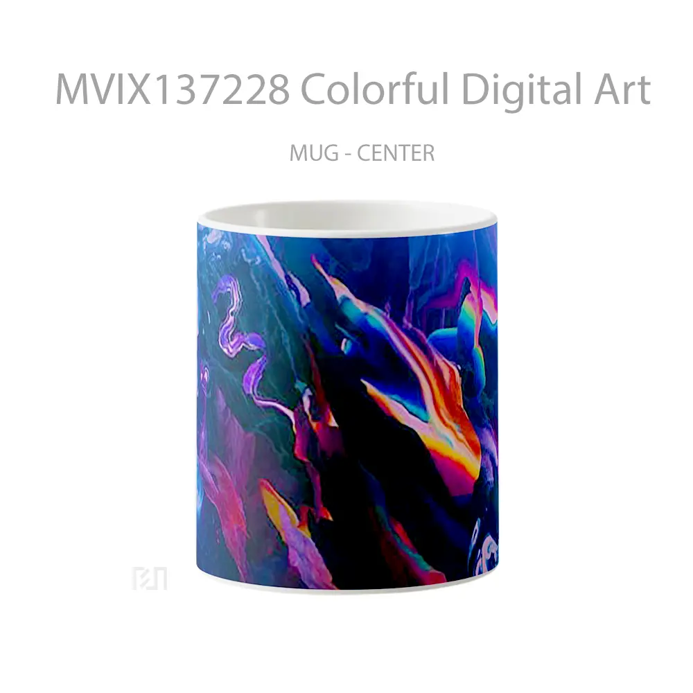 Mug Colorful Digital Art Gelas Seni Modern