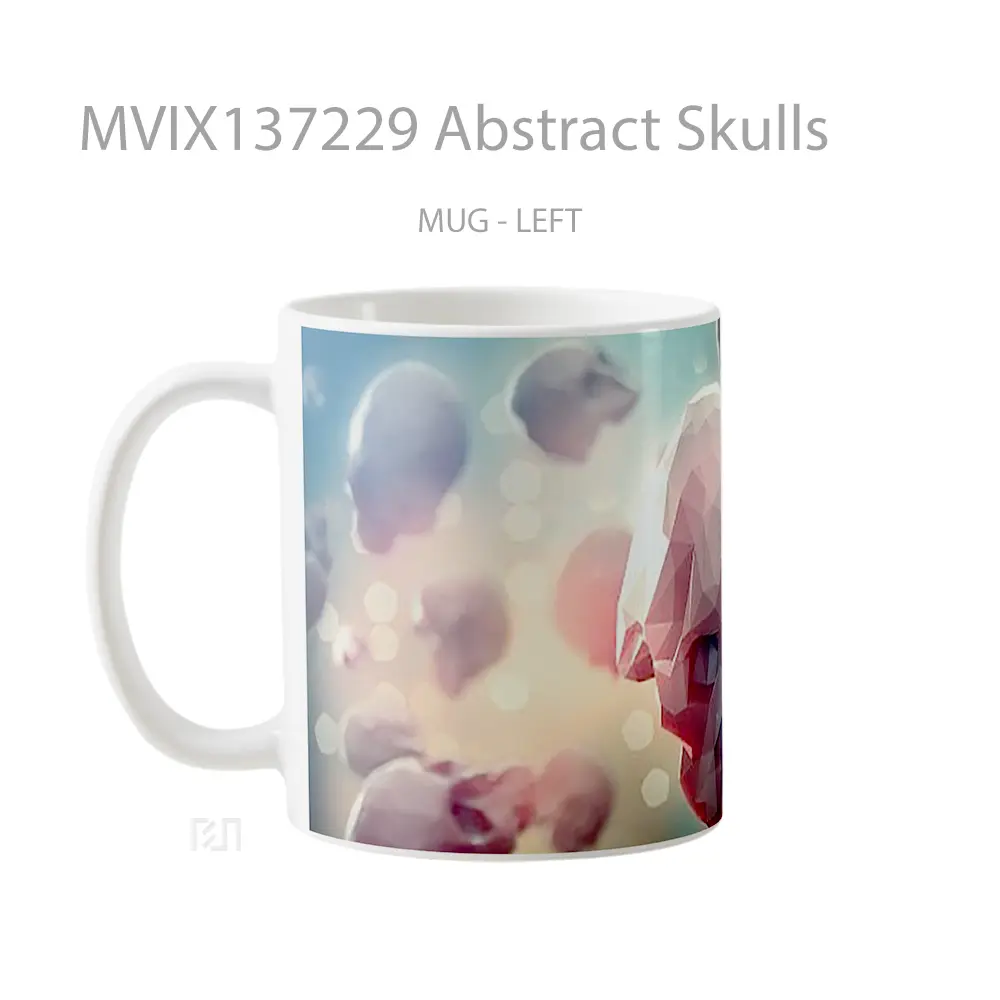 Mug Abstract Skulls Gelas Seni Modern - All-side / Desain