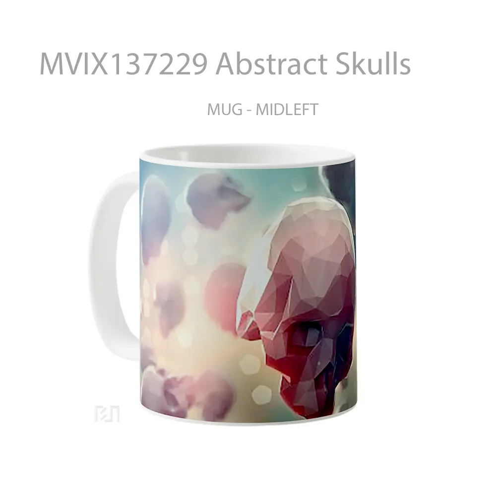 Mug Abstract Skulls Gelas Seni Modern - All-side / Desain