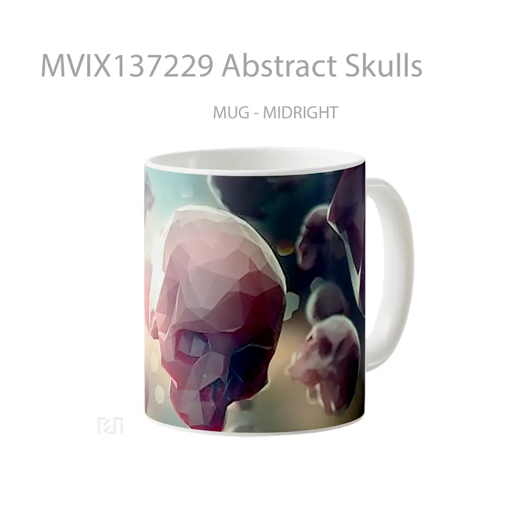 Mug Abstract Skulls Gelas Seni Modern - All-side / Desain