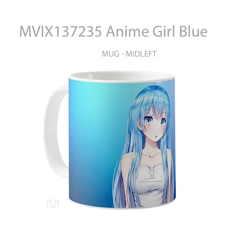 Mug Anime Girl Blue Cangkir Anime - All-side / Desain