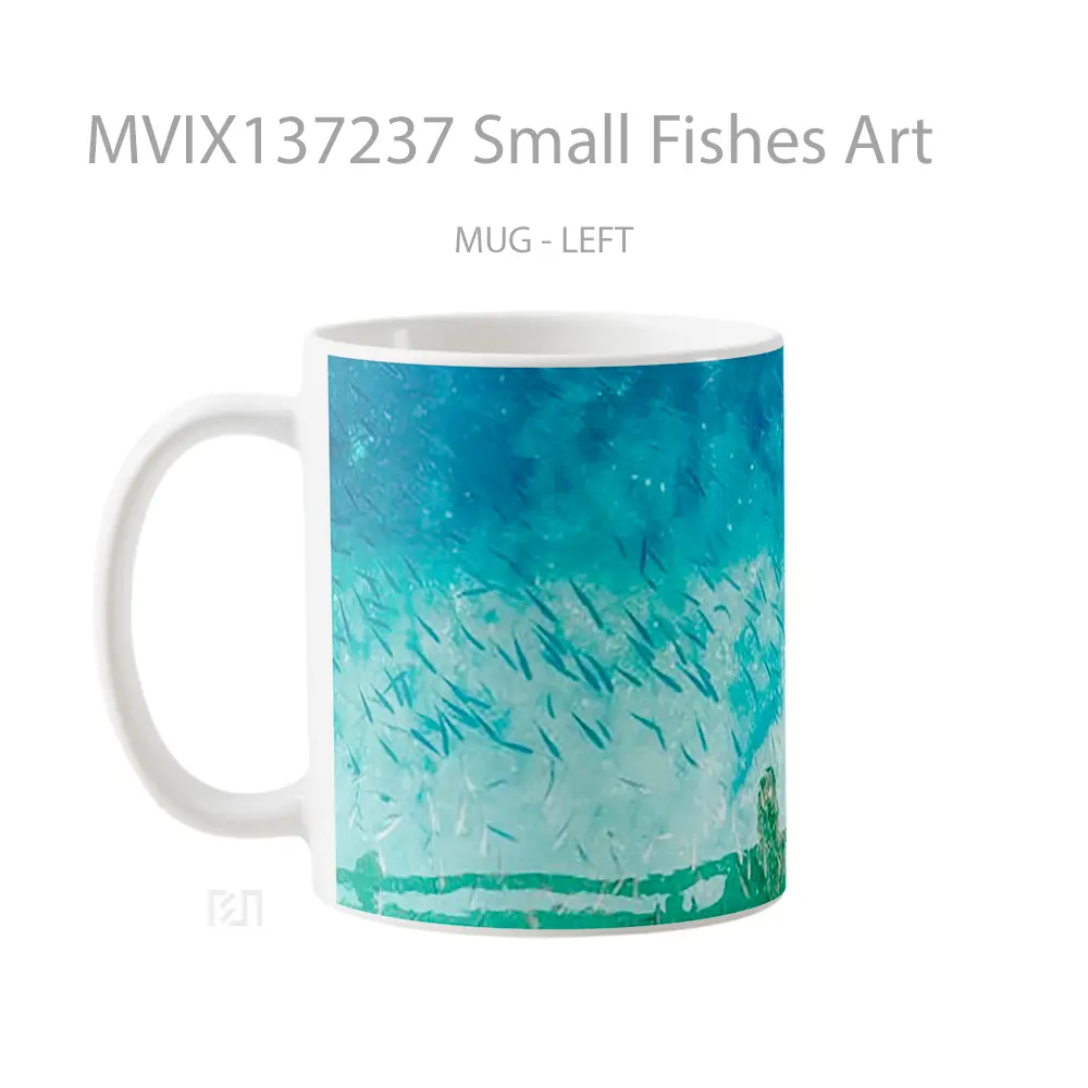 Mug Small Fishes Art Gelas Hewan Lucu - All-side / Desain