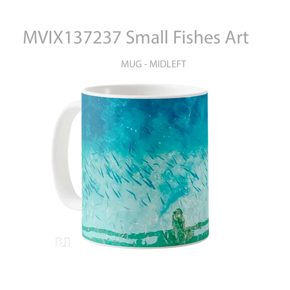 Mug Small Fishes Art Gelas Hewan Lucu - All-side / Desain