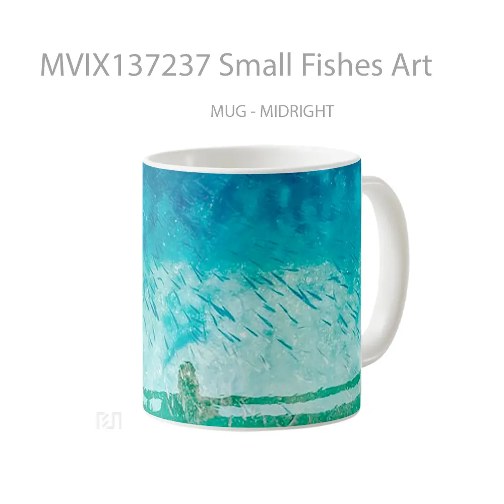 Mug Small Fishes Art Gelas Hewan Lucu - All-side / Desain