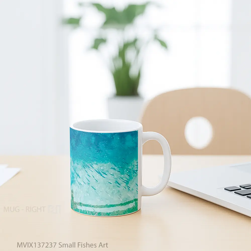 Mug Small Fishes Art Gelas Hewan Lucu - All-side / Desain