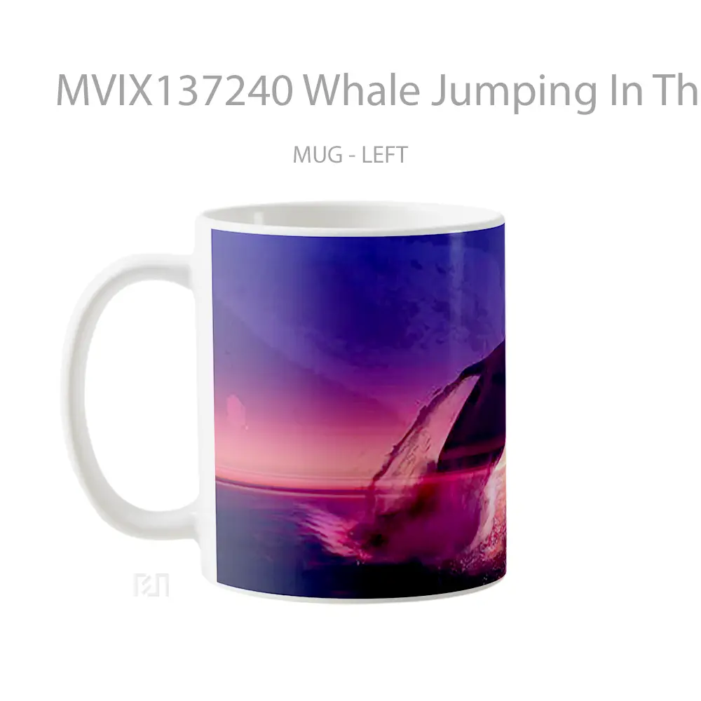 Mug Whale Jumping In The Ocean Gelas Hewan Lucu - All-side / Desain