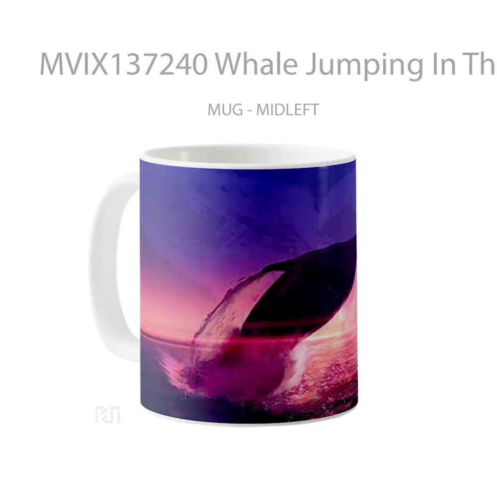 Mug Whale Jumping In The Ocean Gelas Hewan Lucu - All-side / Desain