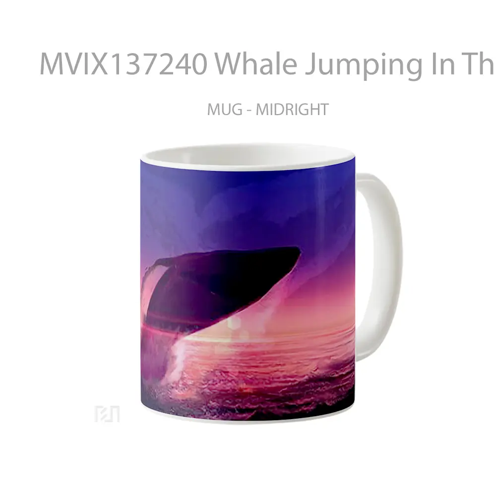 Mug Whale Jumping In The Ocean Gelas Hewan Lucu - All-side / Desain