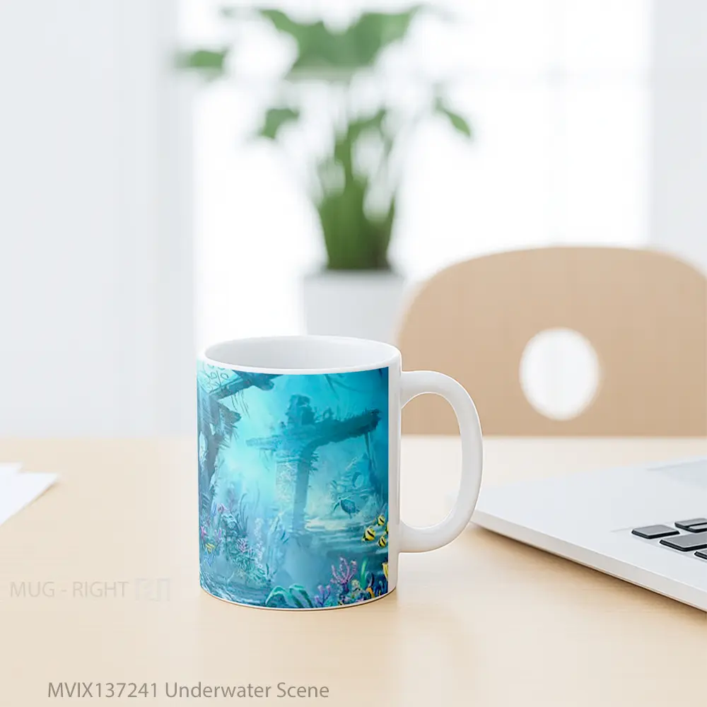 Mug Underwater Scene Gelas Keramik Unik - All-side / Desain
