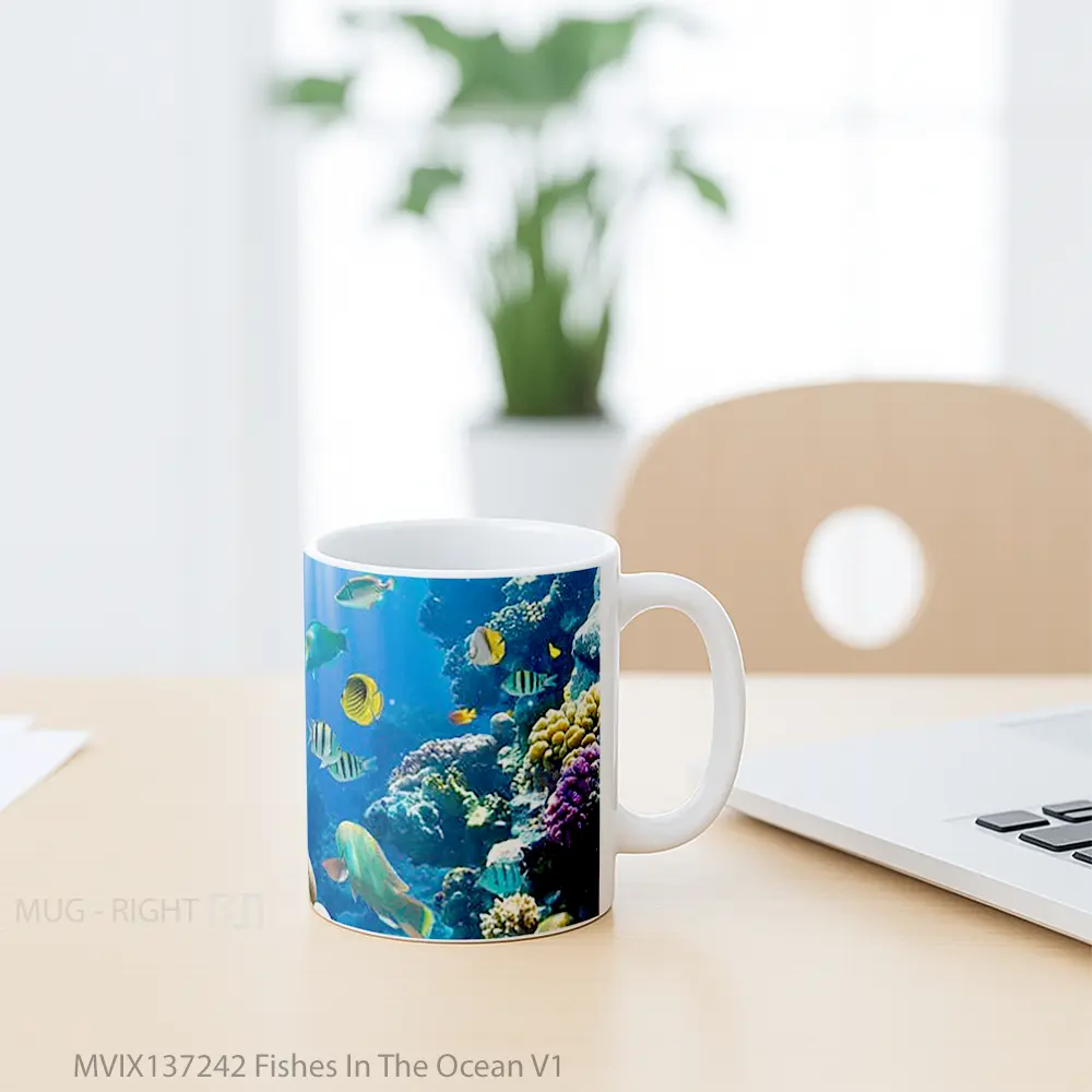 Mug Fishes In The Ocean V1 Gelas Hewan Lucu - All-side / Desain
