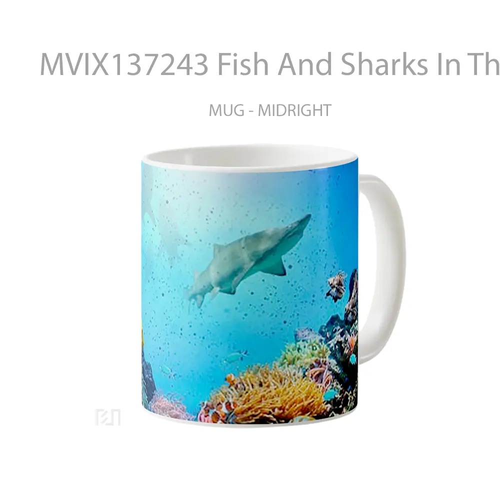 Mug Fish And Sharks In The Ocean Gelas Hewan Lucu - All-side / Desain