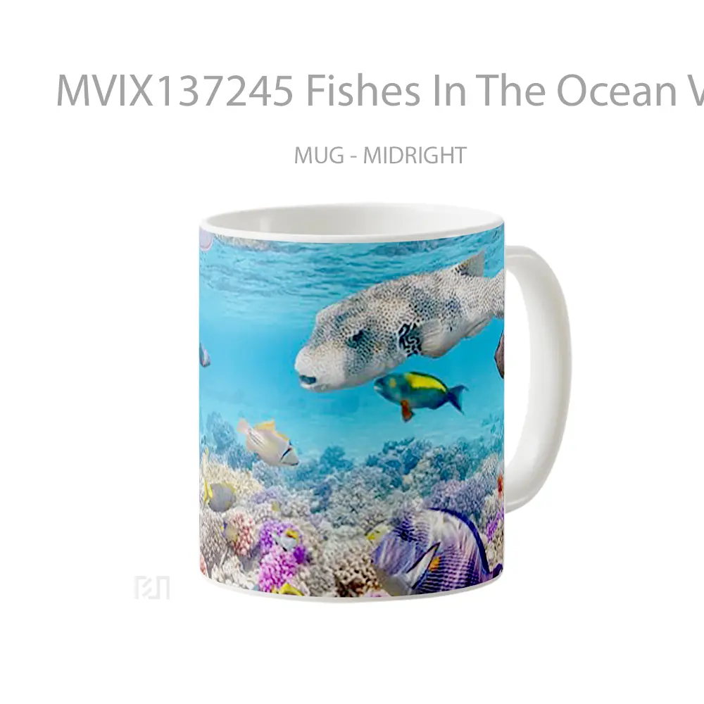 Mug Fishes In The Ocean V2 Gelas Hewan Lucu - All-side / Desain