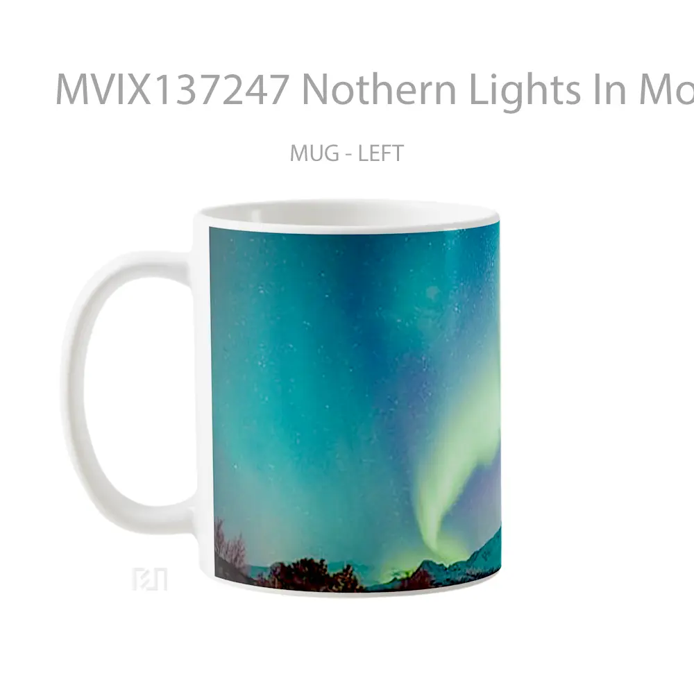 Mug Nothern Lights In Mountains V1 Gelas Pemandangan Alam - All-side / Desain