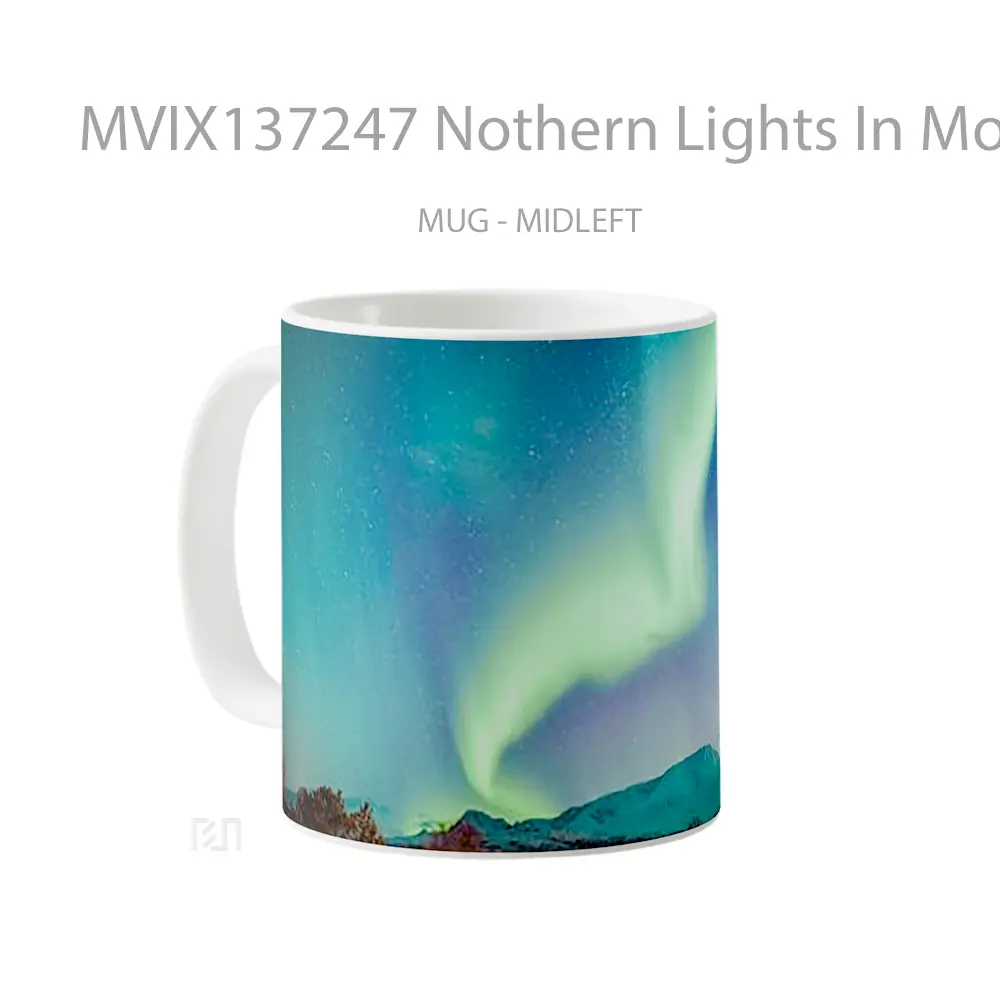 Mug Nothern Lights In Mountains V1 Gelas Pemandangan Alam - All-side / Desain
