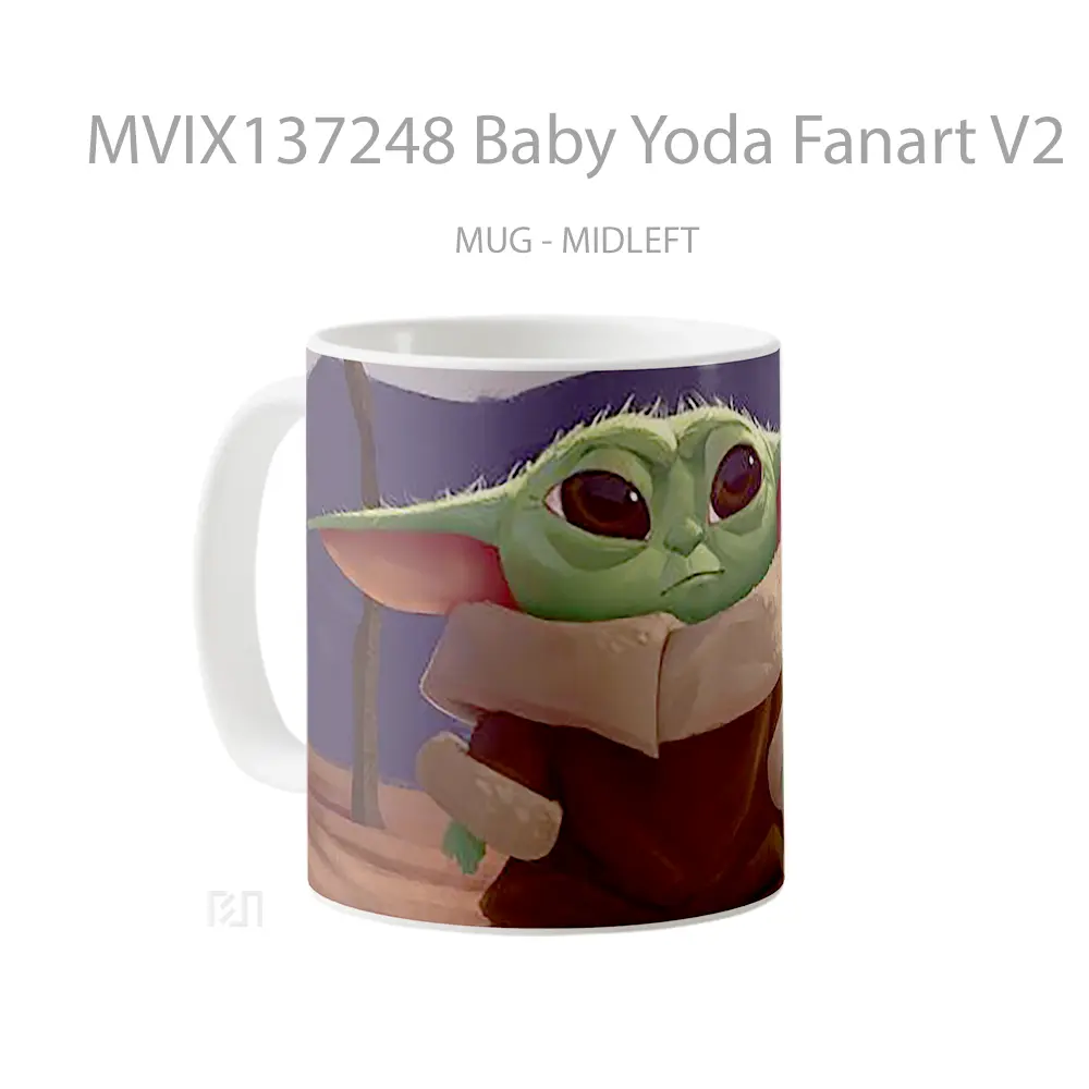 Mug Baby Yoda Fanart V2 Gelas Star Wars - All-side / Desain
