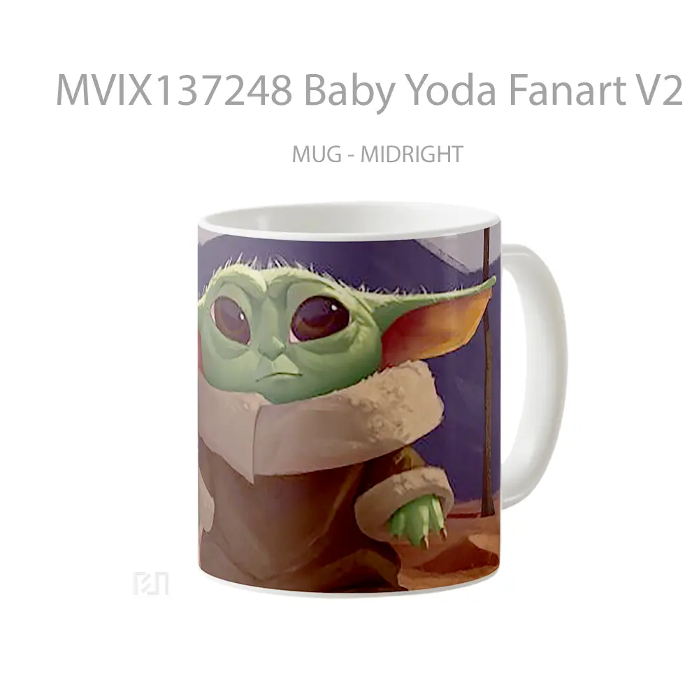 Mug Baby Yoda Fanart V2 Gelas Star Wars - All-side / Desain