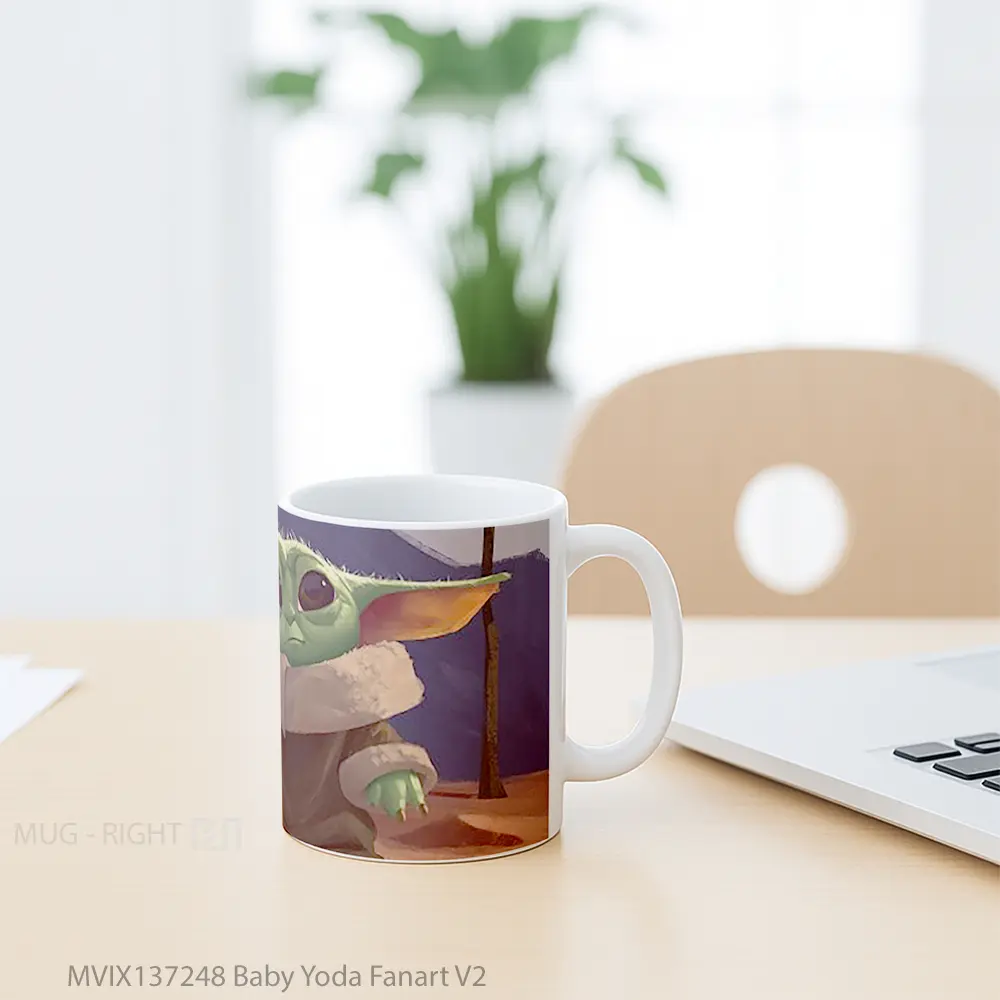 Mug Baby Yoda Fanart V2 Gelas Star Wars - All-side / Desain