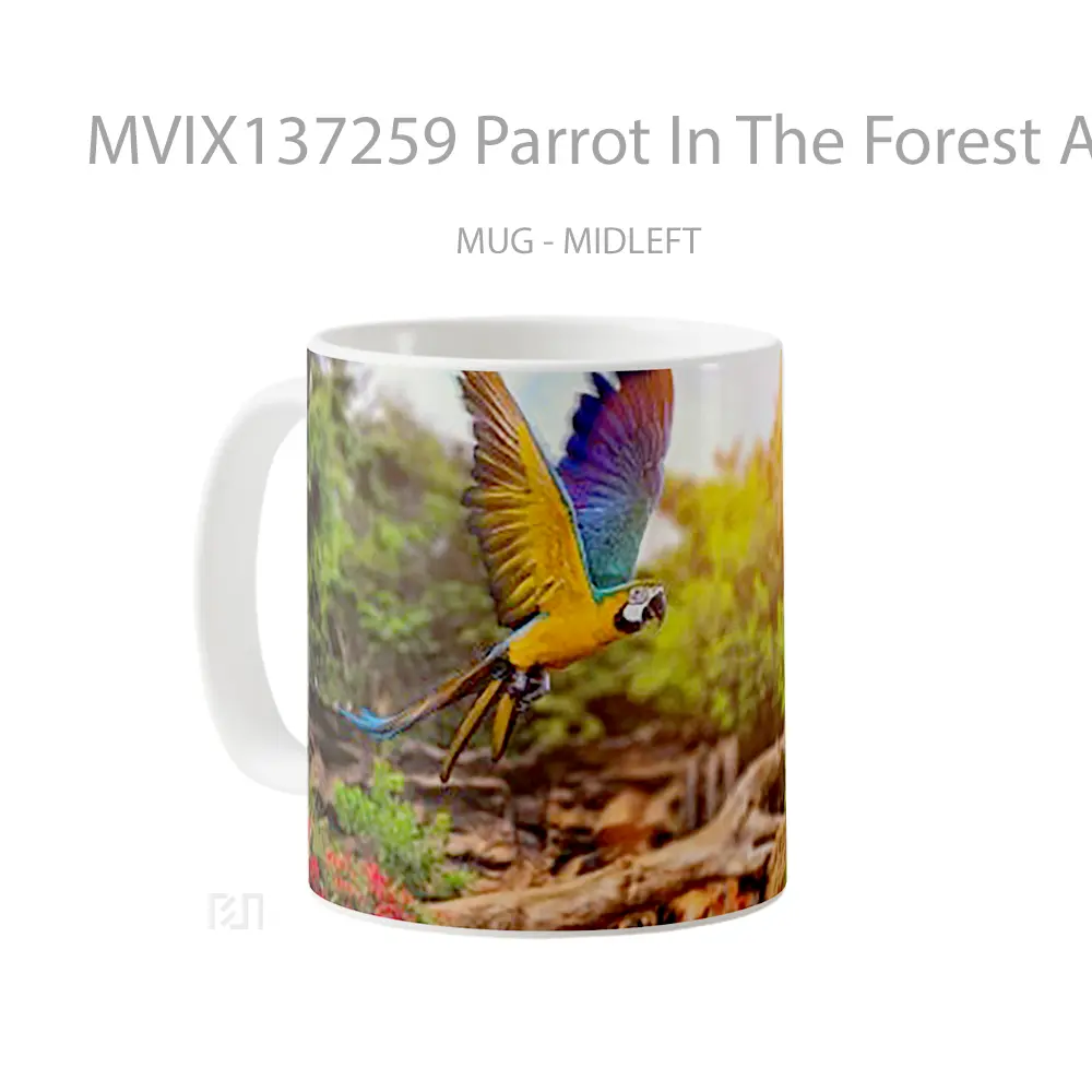Mug Parrot In The Forest At Sunrise Gelas Pemandangan Alam - All-side / Desain