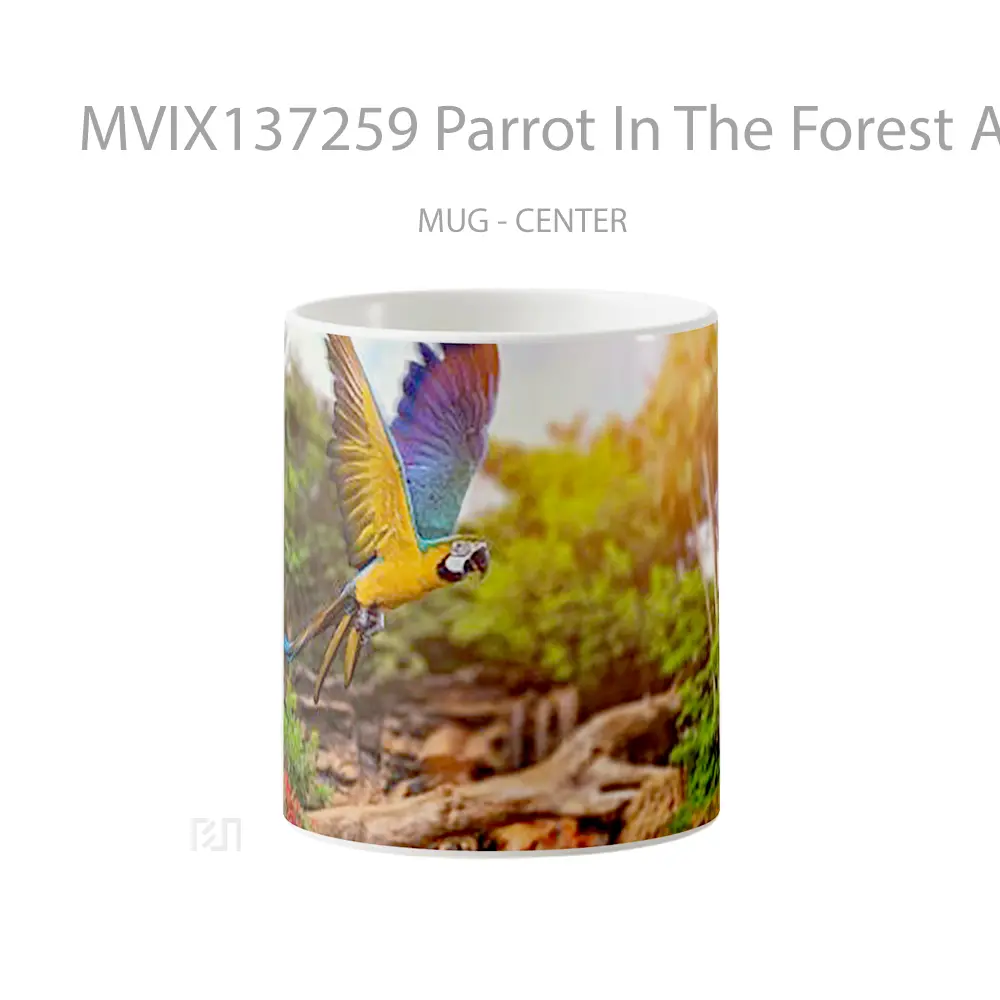 Mug Parrot In The Forest At Sunrise Gelas Pemandangan Alam